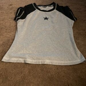 Women's Black and Gray Star Tee